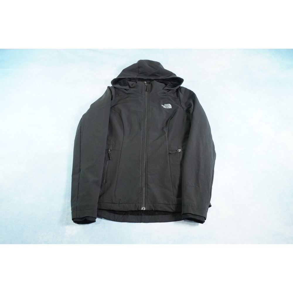 The North Face WindWall Jacket Womens S Black Hooded Fleece Lined Softshell